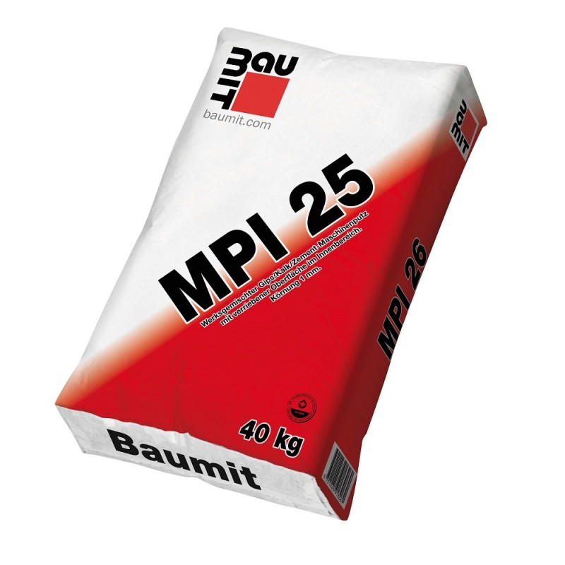 Tencuială var-ciment Baumit MPI 25, aplicare manuala / mecanizata	 Tencuială var-ciment Baumit MPI 25, aplicare manuala / mecanizata